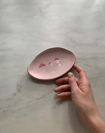 Ceramiczna Miseczka na Biżuterię Różowa w Muchomory ze Srebrem, Maison Fragile