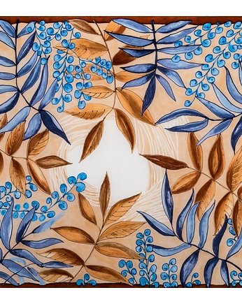 Jedwabna Apaszka Beżowa Jarzębina Handmade, SILKADORE