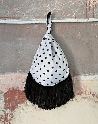 Torebka na nadgarstek,Knot Bag w Groszki z Frędzlami - Handmade, Namineso