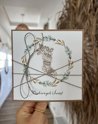 Wyjątkowa ręcznie robiona kartka świąteczna na Boże Narodzenie, sorte