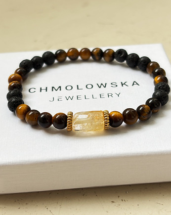 Bransoletka męska Tygrysie Oko i Cytryn, Chmolowska Jewellery