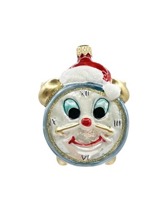 Bombka choinkowa: Zegar z czapką Mikołaja: błękitny, Syn Bombkarza