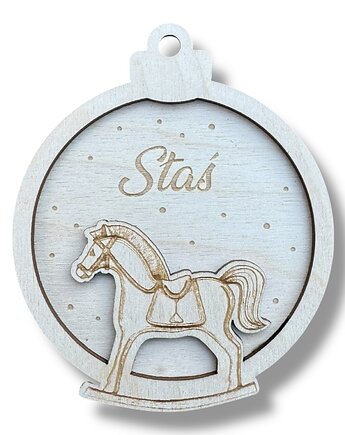 Bombka z Imieniem Konik na Biegunach, STREET WOOD