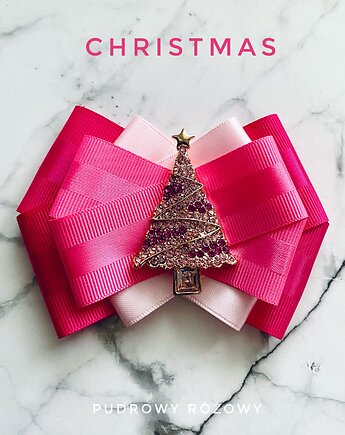 Brosza z Choinką Mikołajki Święta, Pudrowy Różowy