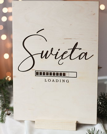 Drewniana tabliczka - Święta loading, Winietka dekoruje