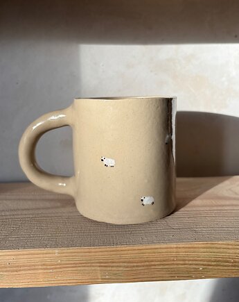 Duży Ceramiczny Kubek Handmade 450 ml z Owieczkami Podhale, Maison Fragile