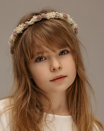 Wianek na głowę z suszonych kwiatów n.30731, Lola White