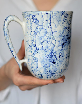 Duży Kubek Niebieski Marmur Ceramiczny 500ml, Ceramika Ciepliki