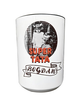Retro kubek ze zdjęciem, Super Tata na Dzień Ojca z imieniem, dla taty, Sowia Aleja