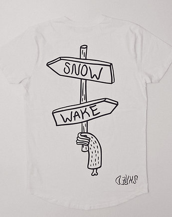 Biały T-shirt Snow Wake Organic, DONT NEED NO SAMURAI