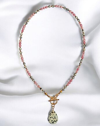 Jaspis dalmatyński i rodonit : naszyjnik, kaktusia