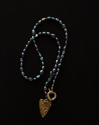 Naszyjnik unikat Granatowe Perły, Chmolowska Jewellery