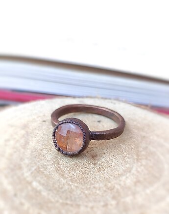 Pierścionek z cytrynem miedziany r. 15, Treemasters Copper Jewelry