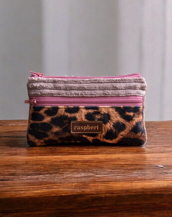 Portfelik z weluru różowa panterka, raspberi