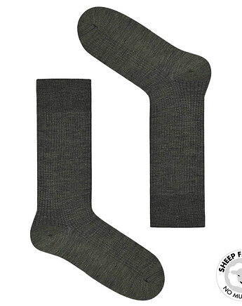 Skarpetki w prążki z wełny merino w kolorze khaki 36-40, Takapara