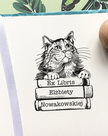 Stempel Ex libris Kot i książki, Malu Studio