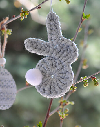 Szydełkowe zajączki ze sznurka 5szt, mamuta