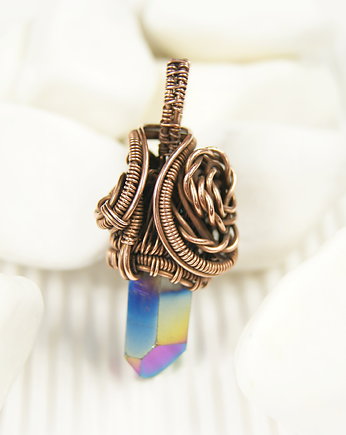 Wisiorek z kwarcem tytanowym, Blue Pearl Art