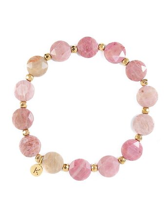 Bransoletka z pudrowego Rodonitu - Wersja Pozłacana, Kulka Bransoletki