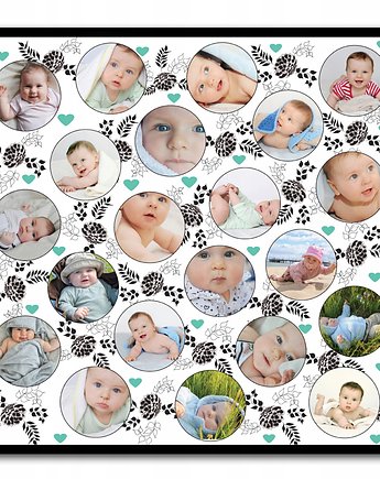 Plakat kwiatowy kolaż z twoimi zdjęciami, personalizacja, Sowia Aleja