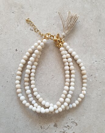 Bransoletka TRIO z kamieniem rzecznym stal pozłacana, modesign