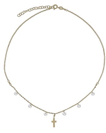 Srebrny pozłacany choker z krzyżykiem i cyrkonia, ATdiament