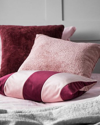 Stripes bordowo różowa poduszka  50x30, OSOBY - Prezent dla żony