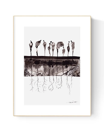 Obraz 21X30 malowany ręcznie na papierze, MiniMalArt