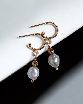 LUX. Srebrne perły - kolczyki na okrągłych sztyftach, kaktusia