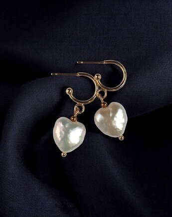 Serce - perła : kolczyki pozłacane : wyjątkowy prezent PREMIUM, kaktusia