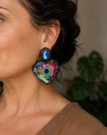 Kolekcja Frida - kolczyki kolorowe serca, Mró Soutache