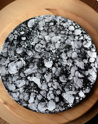 Duży talerz obiadowy ceramiczny  do Kuchni Prezent Czarno Biały, Ceramika Ciepliki