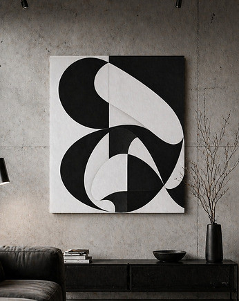 Abstrakcja obraz czarno biały  geometryczny  Ręcznie malowany, Diana Abstract Art