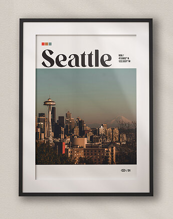 Minimalistyczny plakat Seattle USA, DAPIDOKA