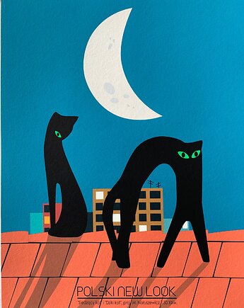 Plakat Fine Art giclee Dzikie koty. Polski New Look, ma illustories