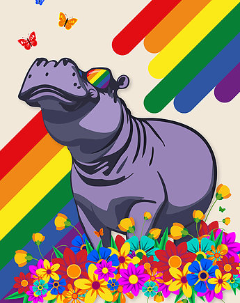 Plakat tęczowy hipopotam, PrideHippo
