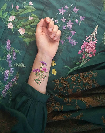 Zestaw 10 tatuaży zmywalnych z rysunkami Kwiaty, LAS I NIEBO