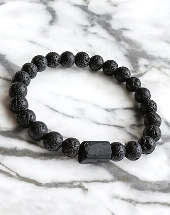 OCHRONNA bransoletka: czarny turmalin, lawa, kaktusia