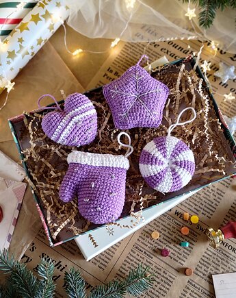 Zestaw ozdob na choinkę, Ozdoby świąteczne, Zawieszki choinkowe, EcoToysByNastya