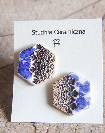 Kolczyki ceramiczne heksagony, studnia ceramiczna