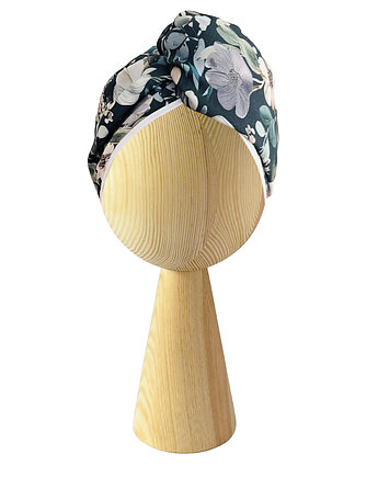 Bambusowy turban do włosów na guzik Midnight, Nandi