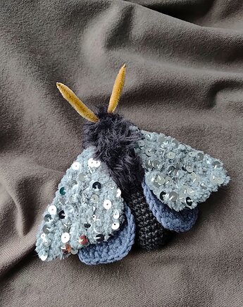 Motylek Ćma szaro-niebieska z cekinami mały objekt decoracyjny, Not only cute crafts
