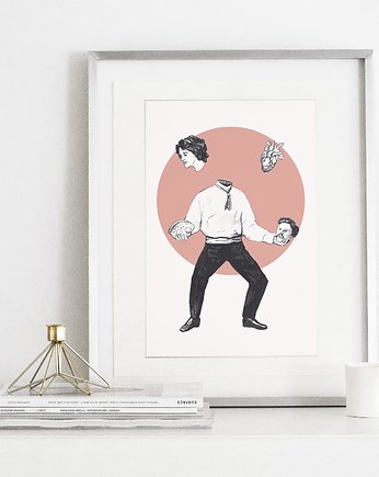 Żongler. Ilustracja tuszem., About Face Illustration