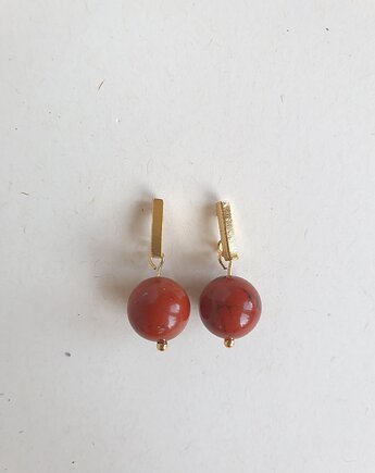 Kolczyki patyczki kulki jaspis czerwony, modesign
