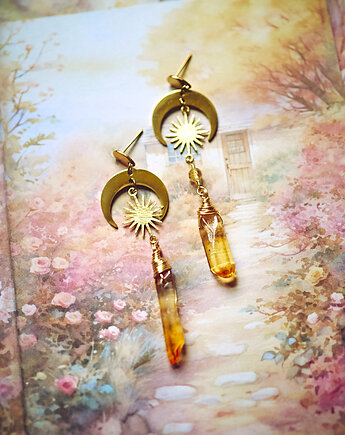 Sopelki, kolczyki z kryształem górskim, Okruszek Biżuteria