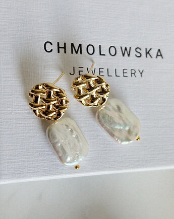 Kolczyki pozłacane z Perłą, Chmolowska Jewellery