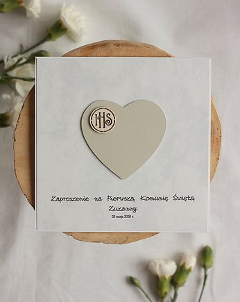 Serce marmurek. Zaproszenia komunijne, papierkarnia