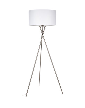 Lampa Podłogowa Hugo E27 Satyna abażur biały fi50cm, Fabryka Lamp