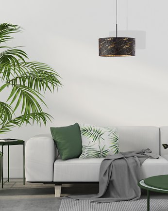 Czarny żyrandol do salonu z marmurowym abażurem SINTRA MARMUR fi - 40 cm, LYSNE