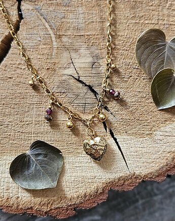 Naszyjnik z serduszkiem, granatem i hematytem, REVEAL